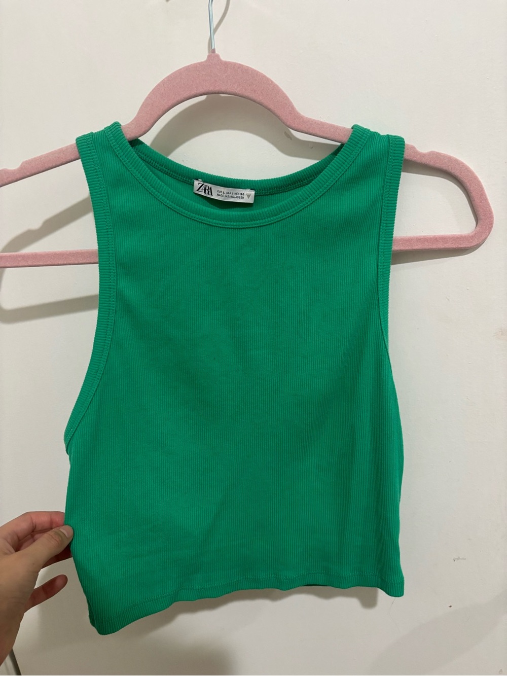 Zara Green Ribbed Tank Top